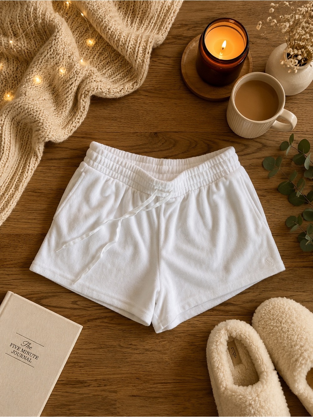 Victoria's Secret White Terry Lounge Shorts Size Large